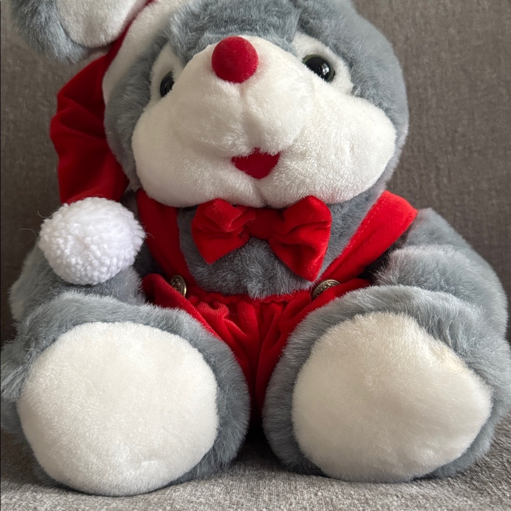 Vintage Plush Singing Christmas Mouse - Picture 4 of 8